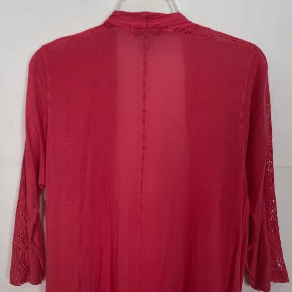 French Laundry Open Front Crochet Pink Cardigan Size L - Picture 7 of 11